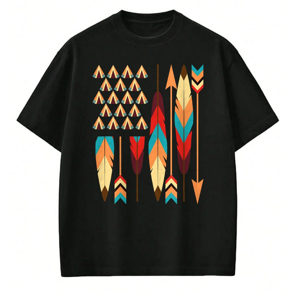 Native American T-Shirts, Vintage Native American Unisex T-Shirt/Hoodie/Sweatshirt HLT00 - Native American Pride USA Flag