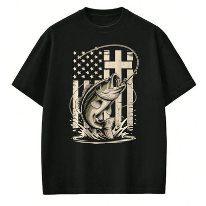 Funny Fishing Shirt, Gift For Fishing Lover Unisex T-Shirt/Hoodie/Sweatshirt HLT00 - Christian Fishing Camo Bass Fish American Flag Fishing Faith T-Shirt