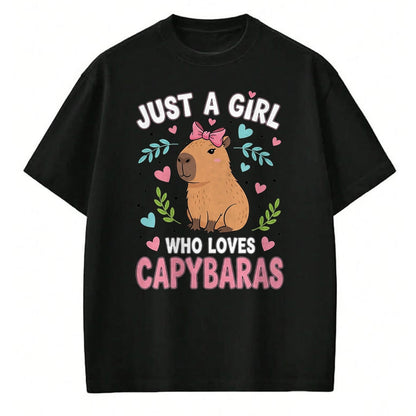 Cute Capybara Shirt, Funny Capybara Unisex T-Shirt/Hoodie/Sweatshirt HLT00 - Just a Girl who Loves Capybaras T-Shirt (3)