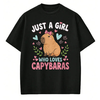 Cute Capybara Shirt, Funny Capybara Unisex T-Shirt/Hoodie/Sweatshirt HLT00 - Just a Girl who Loves Capybaras T-Shirt (4)