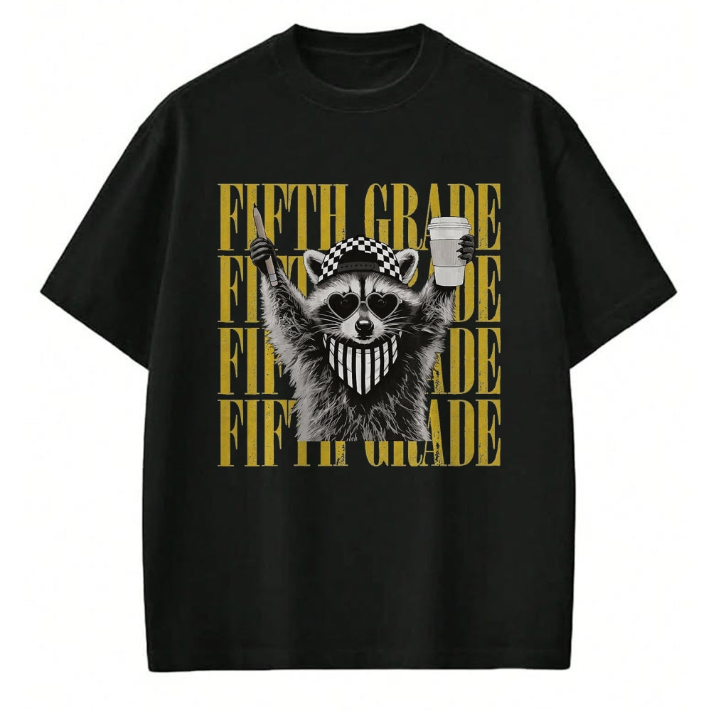 Best Teacher Shirt, Funny Teacher UnisexT-Shirt/Hoodie/Sweatshirt HLT00 - Funny Fifth Grade Teacher Feral Raccoon Back to School T-Shirt, Men, Black, 3X-Large