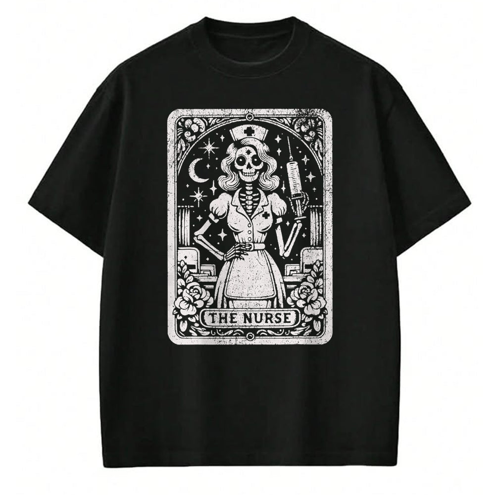 Funny Nurse Shirt, Nurse Unisex T-Shirt/Hoodie/Sweatshirt HLT00 - The Nurse Skeleton Tarot Card Funny Nursing Nurse RN LPN NP T-Shirt