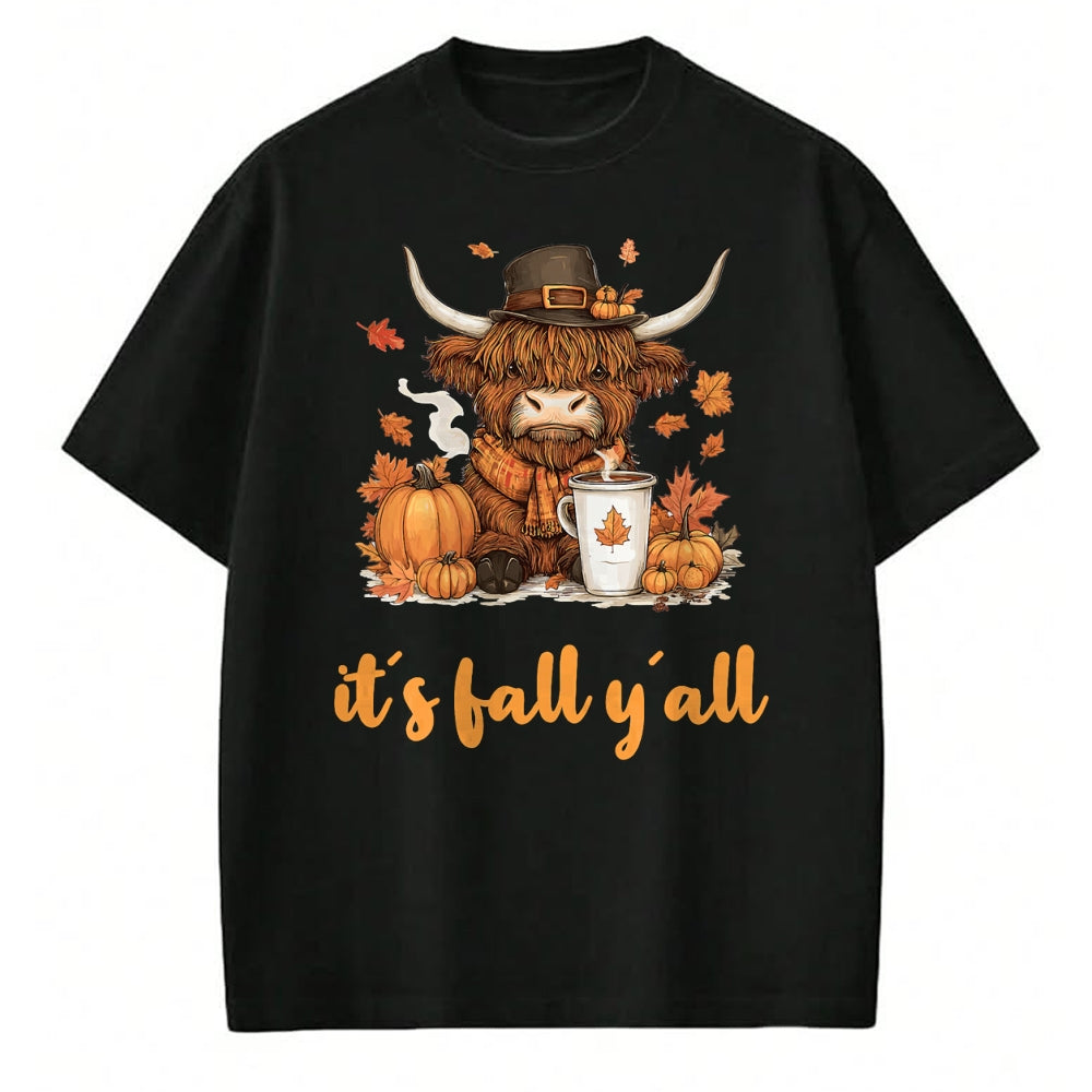 Best Thanksgiving Family Shirt , Funny Thanksgiving UnisexT-Shirt/Hoodie/Sweatshirt HLT00 - Scottish Highland Cow Fall Thanksgiving it´s Fall yáll T-Shirt
