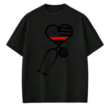 Funny Nurse Shirt, Nurse Unisex T-Shirt/Hoodie/Sweatshirt HLT00 - Firefighter Wife Thin Red Line Flag ER Nurse Support Gift T-Shirt