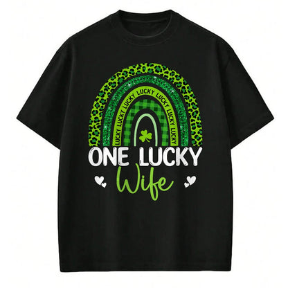 Best Wife Shirt, Wife and Husband Unisex T-Shirt/Hoodie/Sweatshirt HLT00 - Gift for wife T shirt, lucky wife   Womens One Lucky Wife Rainbow Leopard Saint Patrick's Day Tank T