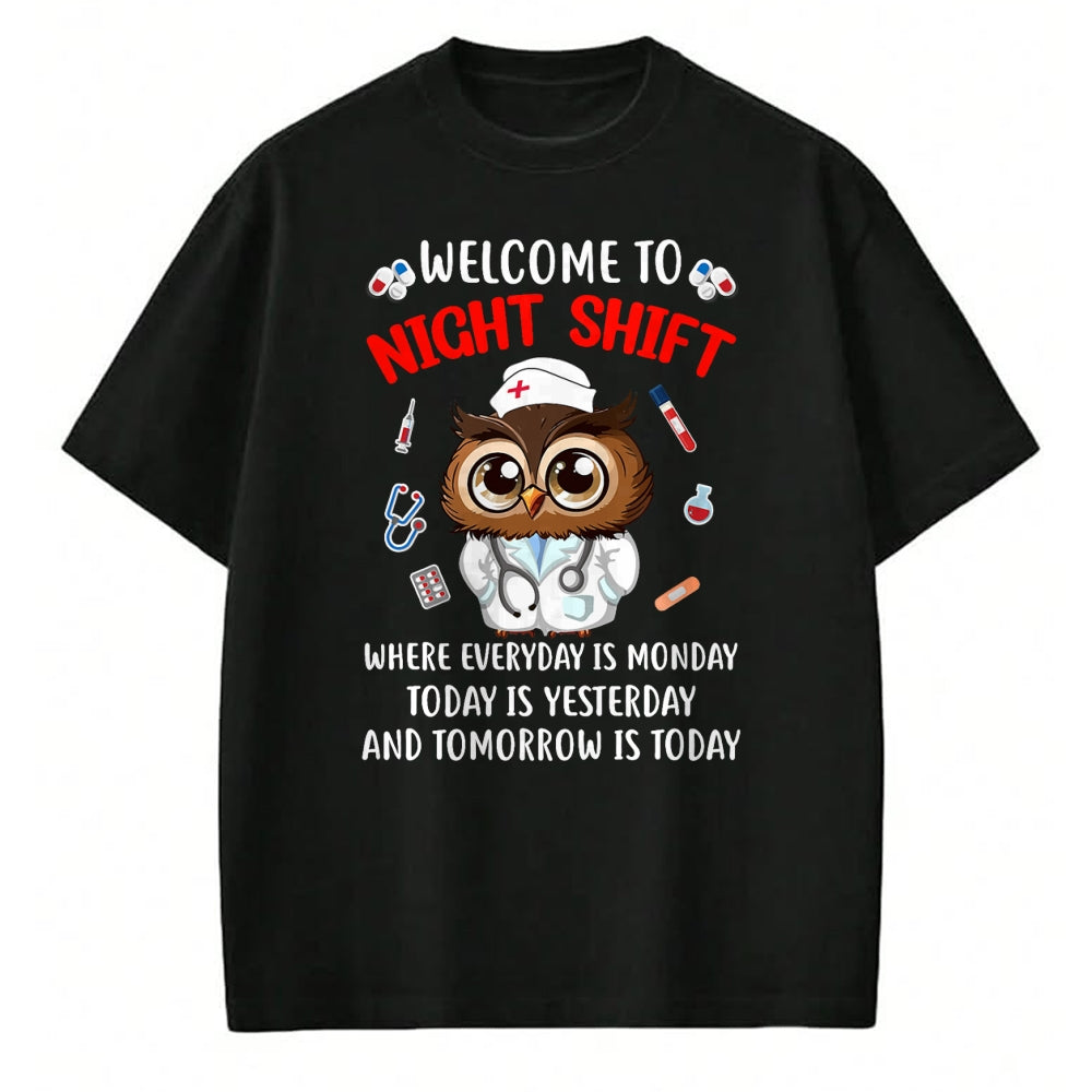 Funny Nurse Shirt, Nurse Unisex T-Shirt/Hoodie/Sweatshirt HLT00 - Owl Night Shift Funny Nurse Nursing Rn Lpn Cna For Men Women T-Shirt