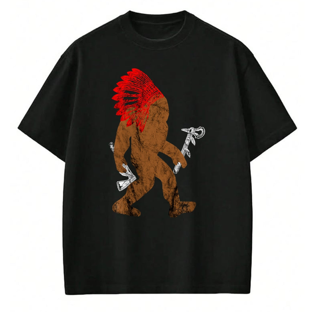 Native American T-Shirts, Vintage Native American Unisex T-Shirt/Hoodie/Sweatshirt HLT00 - Indian Bigfoot Chief Sasquatch Western Carnival Costume