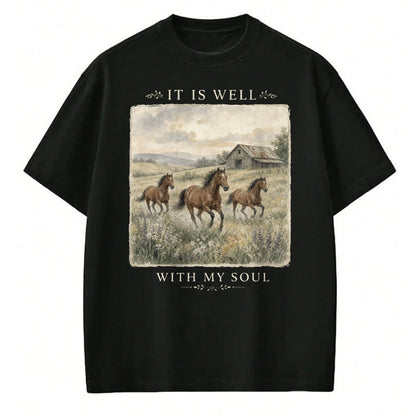 Best Horse Lover Shirt , Funny Horse UnisexT-Shirt/Hoodie/Sweatshirt HLT00 - It is Well with My Soul Horse Watercolor Christian Long Sleeve T-Shirt