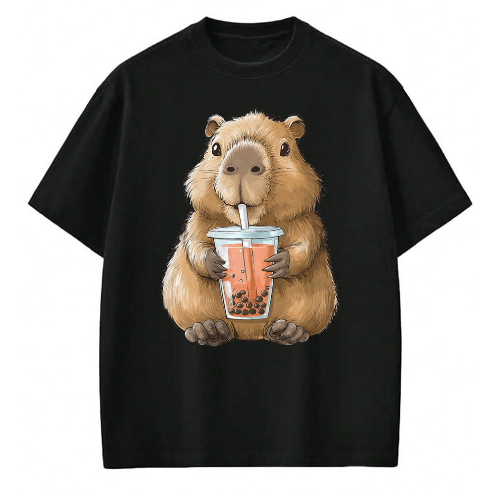 Cute Capybara Shirt, Funny Capybara Unisex T-Shirt/Hoodie/Sweatshirt HLT00 - Kawaii Anime Capybara Boba T-Shirt