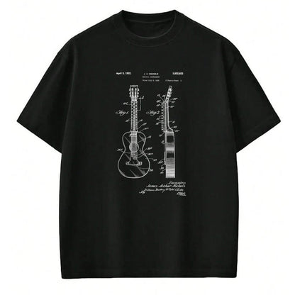 Guitar Lover Shirt, Funny Guitar UnisexT-Shirt/Hoodie/Sweatshirt HLT00 - Acoustic Guitar Vintage Patent Print 1932 T-Shirt - Black, Unisex-Adults, Small, Long Sleeve