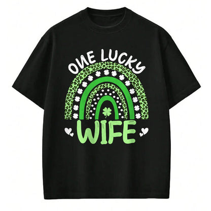 Best Wife Shirt, Wife and Husband Unisex T-Shirt/Hoodie/Sweatshirt HLT00 - Gift for wife T shirt, lucky wife   One Lucky Wife Leopard Rainbow Clover St Patricks Day T-Shirt