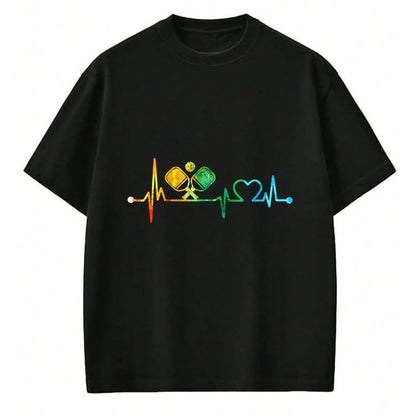 Funny Pickleball Shirt, Pickleball Lover Unisex T-Shirt/Hoodie/Sweatshirt HLT00 - Funny Pickleball Paddle Heartbeat Vintage Colors T-Shirt Small