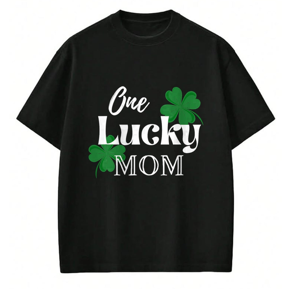 Gift for Mom Shirt, Funny Mom Unisex T-Shirt/Hoodie/Sweatshirt HLT00 - One Lucky Mom St Patricks Day Green Clover Shamrock Mama T-Shirt