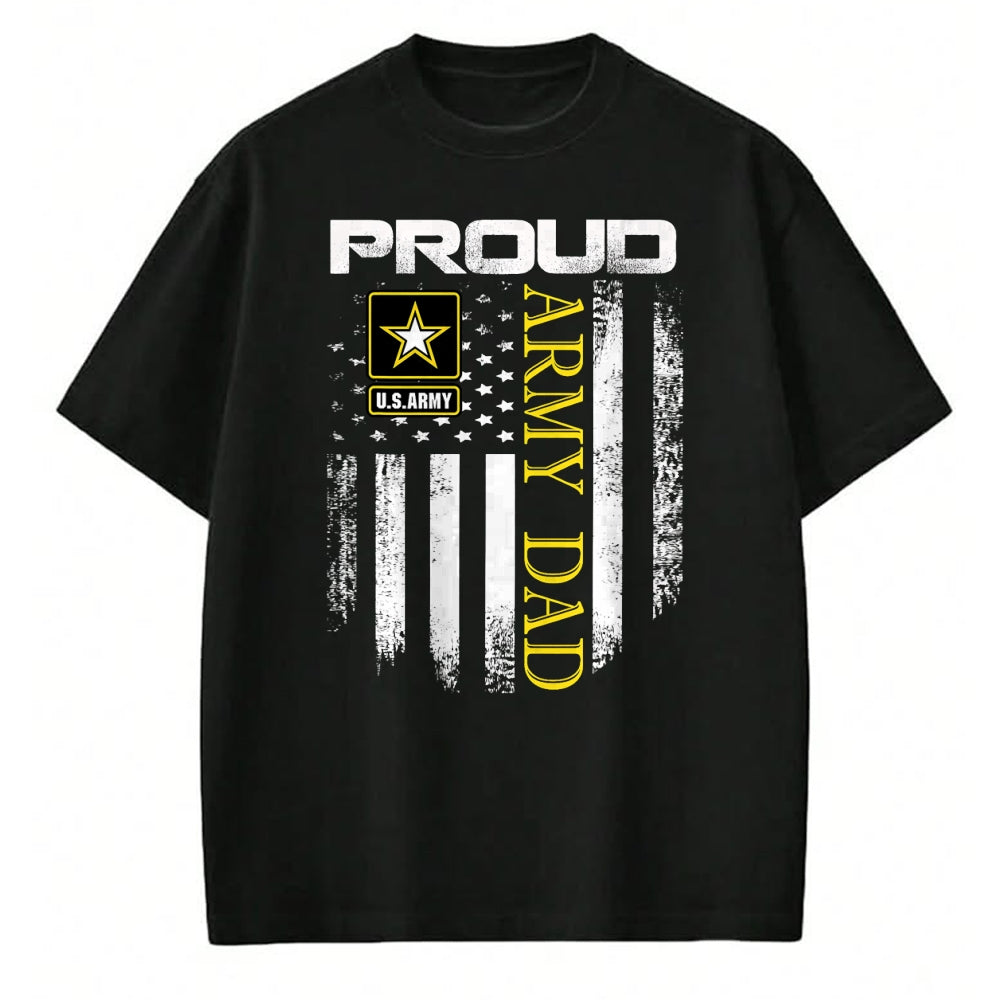 Gift for Dad Shirt, Funny Dad Unisex T-Shirt/Hoodie/Sweatshirt HLT00 – Vintage Proud Army Dad With American Flag Gift T-Shirt