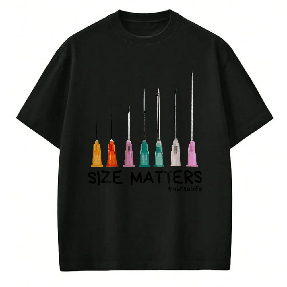 Funny Nurse Shirt, Nurse Unisex T-Shirt/Hoodie/Sweatshirt HLT00 - Needle Size Matters Funny Nursing CNA Nurse Life T-Shirt