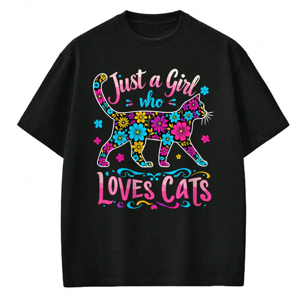 Cat Love Shirt, Funny Cat Lover Gift UnisexT-Shirt/Hoodie/Sweatshirt HLT00 - Cat Cute Just A Girl Who Loves Cats T-Shirt (1)