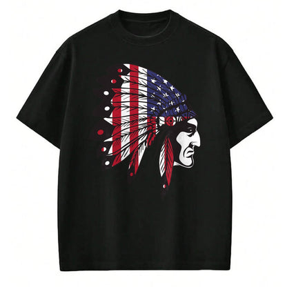 Native American T-Shirts, Vintage Native American Unisex T-Shirt/Hoodie/Sweatshirt HLT00 - Native American Indian Chief American USA Flag 4th Of July