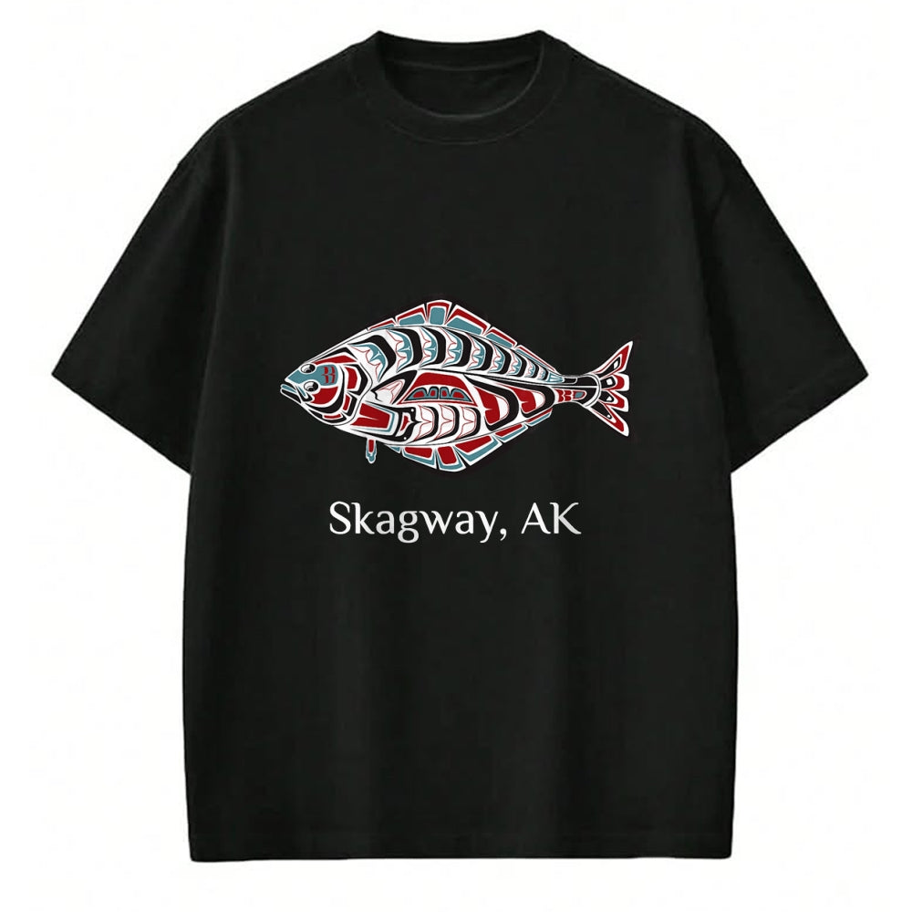 Native American T-Shirts, Vintage Native American Unisex T-Shirt/Hoodie/Sweatshirt HLT00 - Native American Skagway Alaska Halibut Northwest Indian Gift