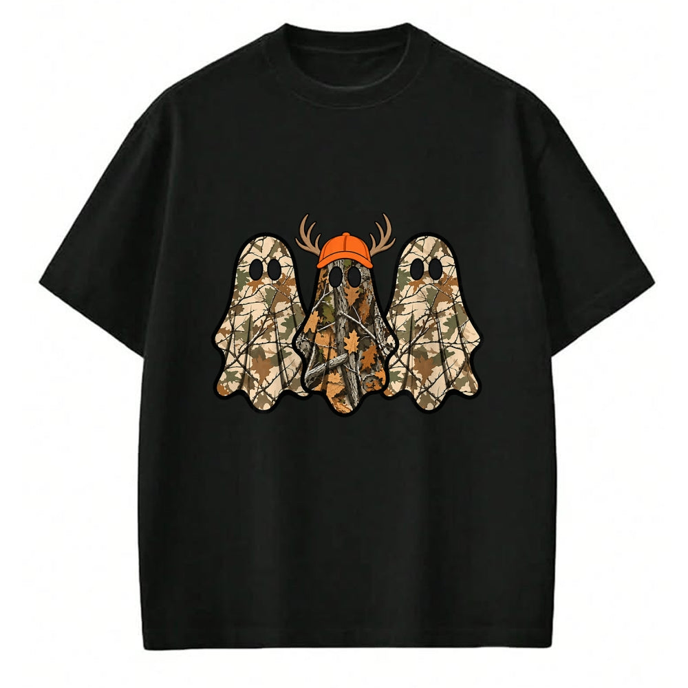 Funny Hunting Shirt, Gift For Hunting Lover Unisex T-Shirt/Hoodie/Sweatshirt HLT00 - Camo Boo Ghost Deer Hunting Season Halloween Men Women Boys T-Shirt