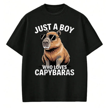 Cute Capybara Shirt, Funny Capybara Unisex T-Shirt/Hoodie/Sweatshirt HLT00 - Just a Boy who Loves Capybaras T-Shirt (1)