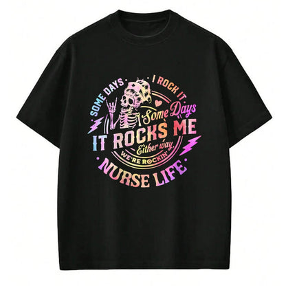 Funny Nurse Shirt, Nurse Unisex T-Shirt/Hoodie/Sweatshirt HLT00 - Tie Dye Some Days I Rock It Some Days It Rocks Me Nurse Life T-Shirt (1)