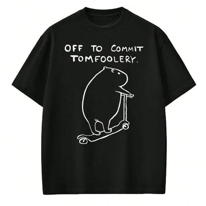 Cute Capybara Shirt, Funny Capybara Unisex T-Shirt/Hoodie/Sweatshirt HLT00 - Capybara Off to Commit Tomfoolery T-Shirt