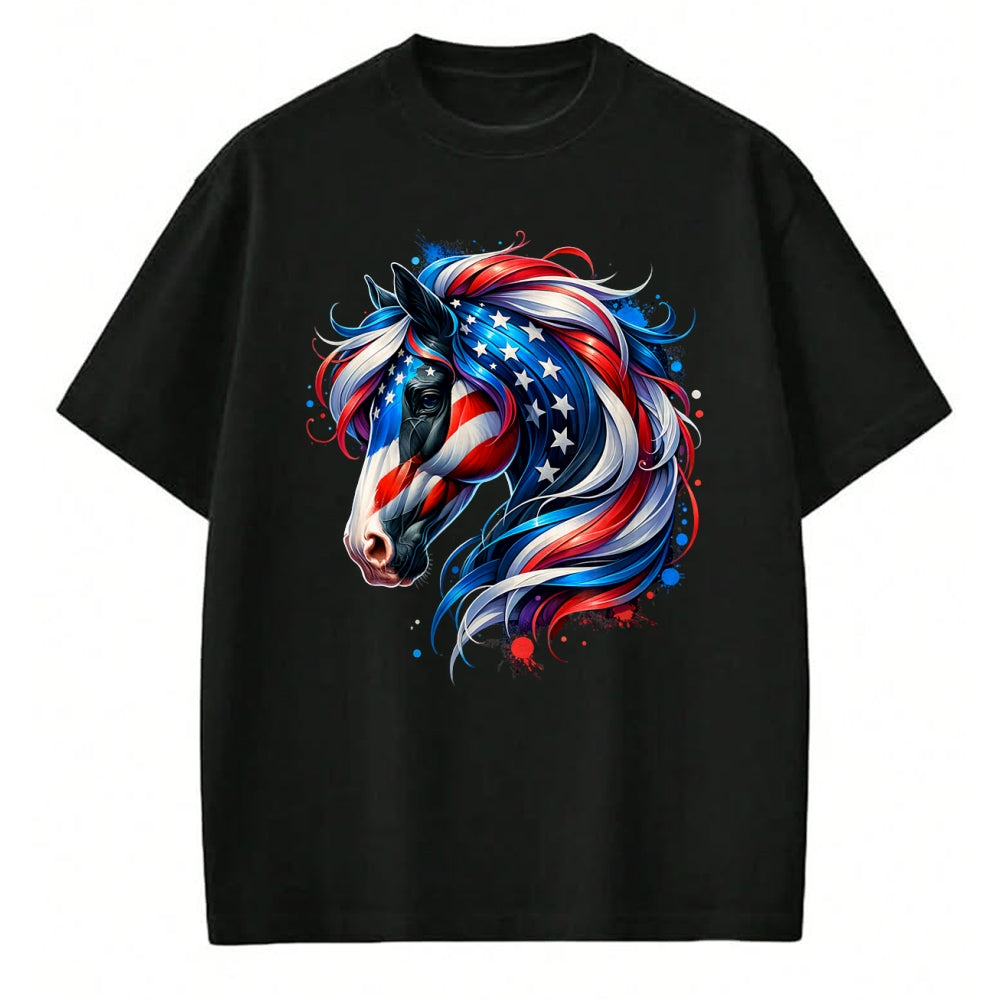 Best Horse Lover Shirt , Funny Horse UnisexT-Shirt/Hoodie/Sweatshirt HLT00 - Horse 4th of July Patriotic Horse Graphic American Flag T-Shirt