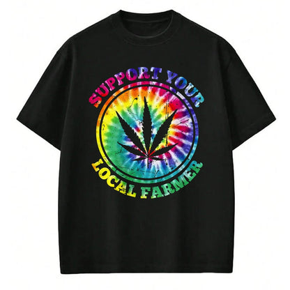 Best Farmer Life Shirt, Funny Farmer UnisexT-Shirt/Hoodie/Sweatshirt HLT00 - Retro Marijuana Support Your Local Farmer Cannabis Tie Dye Long Sleeve T-Shirt