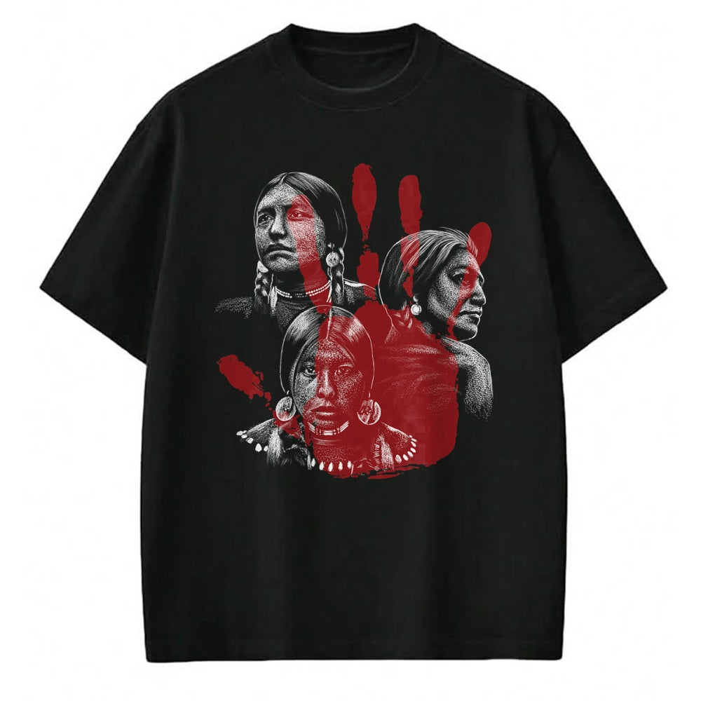 Native American T-Shirts, Vintage Native American Unisex T-Shirt/Hoodie/Sweatshirt HLT00 - Native American Indigenous Red Hand Indian Blood Themed (4)