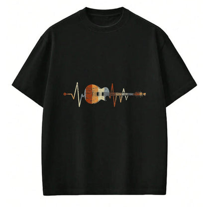 Guitar Lover Shirt, Funny Guitar UnisexT-Shirt/Hoodie/Sweatshirt HLT00 - Heartbeat Guitarist Guitar T-Shirt, Men, Black, 3X-Large