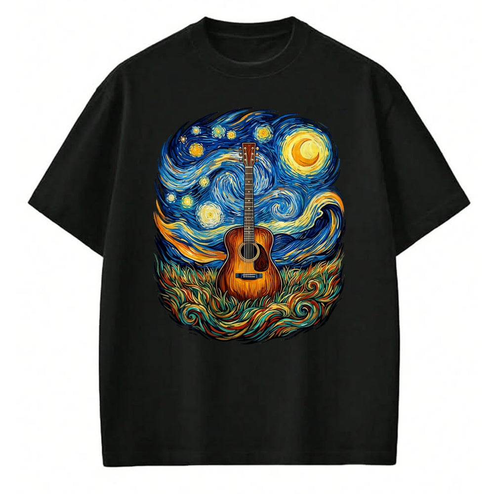 Guitar Lover Shirt, Funny Guitar UnisexT-Shirt/Hoodie/Sweatshirt HLT00 - Acoustic Guitar Starry Night Music Lover Art Men Women Kid T-Shirt
