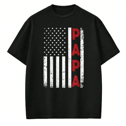 Gift for Dad Shirt, Funny Dad Unisex T-Shirt/Hoodie/Sweatshirt HLT00 – Proud Papa USA Flag Fathers Day Tee Gifts From Grandchildren Long Sleeve T-Shirt