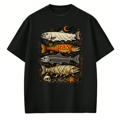 Funny Fishing Shirt, Gift For Fishing Lover Unisex T-Shirt/Hoodie/Sweatshirt HLT00 - Trout Fish Halloween Fishing Fisherman Spooky Season T-Shirt