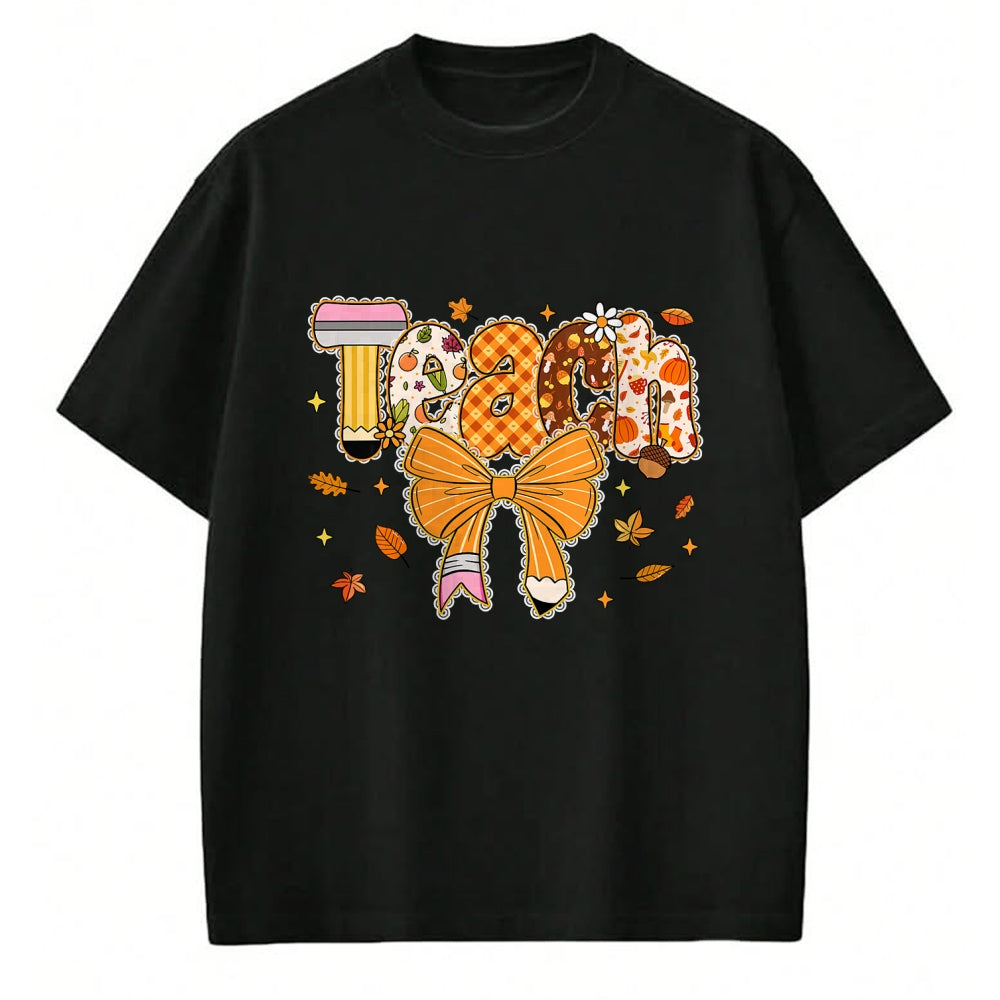 Best Thanksgiving Family Shirt , Funny Thanksgiving UnisexT-Shirt/Hoodie/Sweatshirt HLT00 - Thanksgiving Teacher Pencil Bow One Thankful Teacher Fall T-Shirt