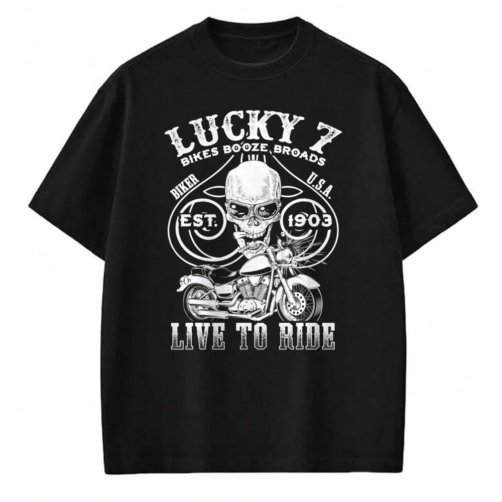 Gift for Dad Shirt, Funny Dad Unisex T-Shirt/Hoodie/Sweatshirt HLT00 – Lucky 7 Live To Ride Poker Style T-Shirt
