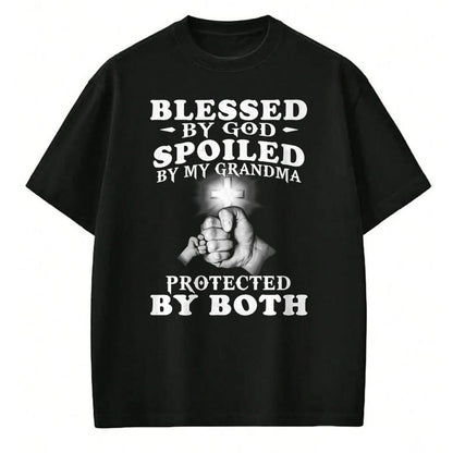 Best Wife Shirt, Wife and Husband Unisex T-Shirt/Hoodie/Sweatshirt HLT00 - Blessed by God spoiled by my grandma protected by both Premium T-Shirt (1)