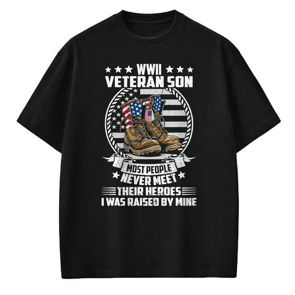 Proud Veteran Shirt, Funny Veteran UnisexT-Shirt/Hoodie/Sweatshirt HLT00 - Proud Son of WWII Veteran World War 2 Vet Flag US T-Shirt