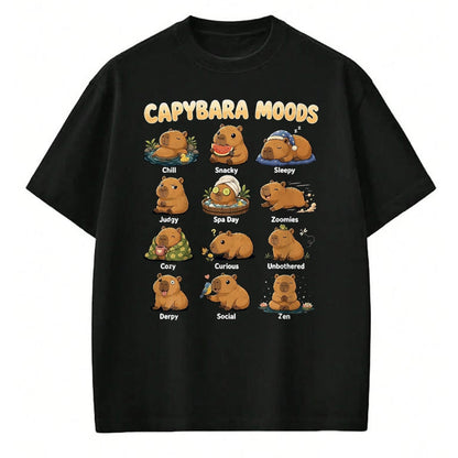 Cute Capybara Shirt, Funny Capybara Unisex T-Shirt/Hoodie/Sweatshirt HLT00 - Funny Capybara Moods Cute Chart Chill Zen Animal Art T-Shirt, Men, Black, 3X-Large