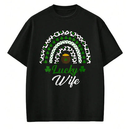 Best Wife Shirt, Wife and Husband Unisex T-Shirt/Hoodie/Sweatshirt HLT00 - Gift for wife T shirt, lucky wife   Womens Lucky Wife Rainbow St Patricks Day Lucky Wife V-Neck T-Sh