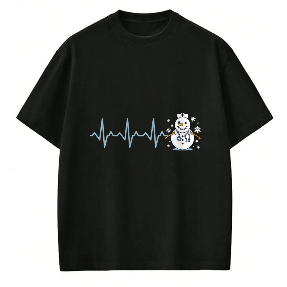Funny Nurse Shirt, Nurse Unisex T-Shirt/Hoodie/Sweatshirt HLT00 - Heartbeat Nurse Snowman Nurse Christmas T-Shirt