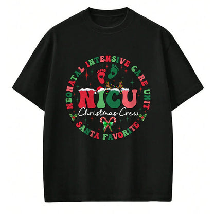 Funny Nurse Shirt, Nurse Unisex T-Shirt/Hoodie/Sweatshirt HLT00 - NICU Christmas Crew NICU Nurse Santa Favorite Xmas Costume T-Shirt