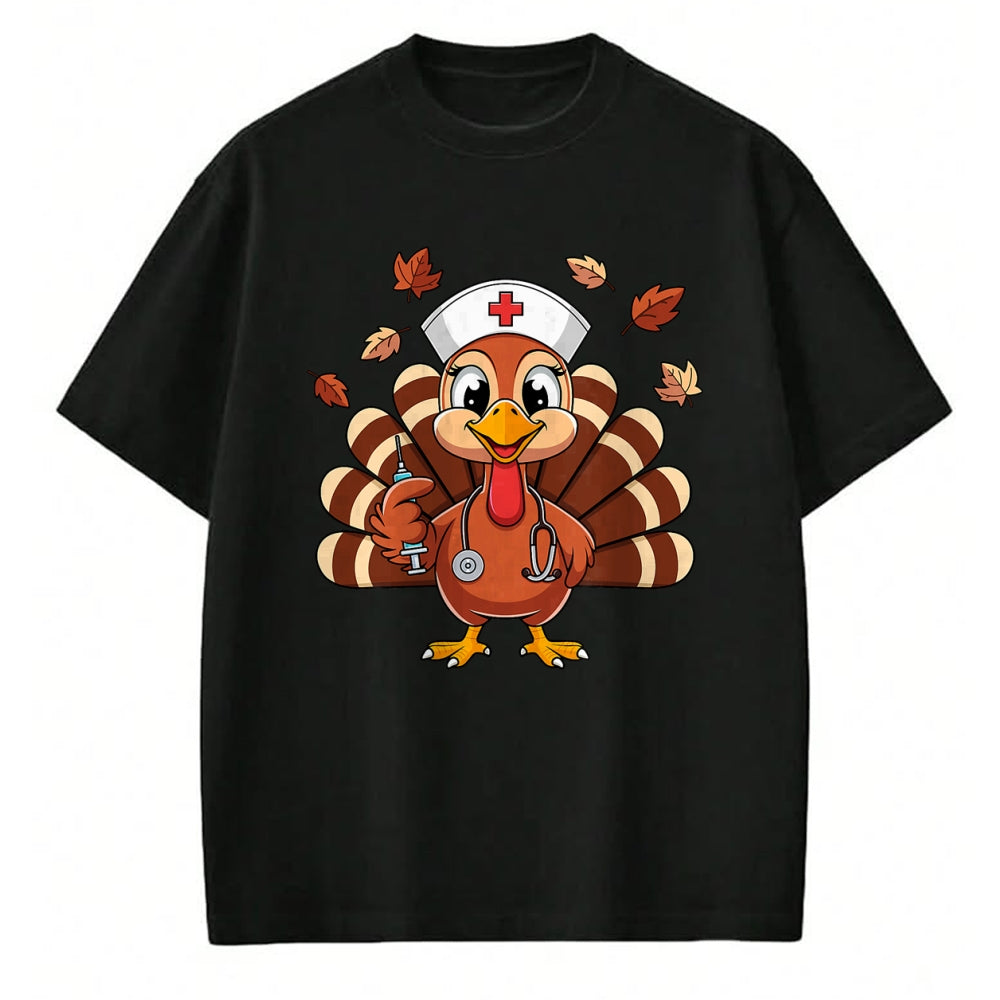 Funny Nurse Shirt, Nurse Unisex T-Shirt/Hoodie/Sweatshirt HLT00 - Thanksgiving Nurse Turkey RN ICU ER NICU Nurse Crew Women T-Shirt