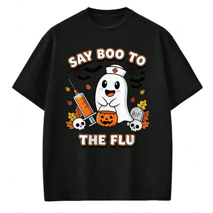 Best Doctor Shirt, Funny Doctor UnisexT-Shirt/Hoodie/Sweatshirt HLT00 - Doctor Say Boo to The Flu Halloween Vaccine Squad T-Shirt