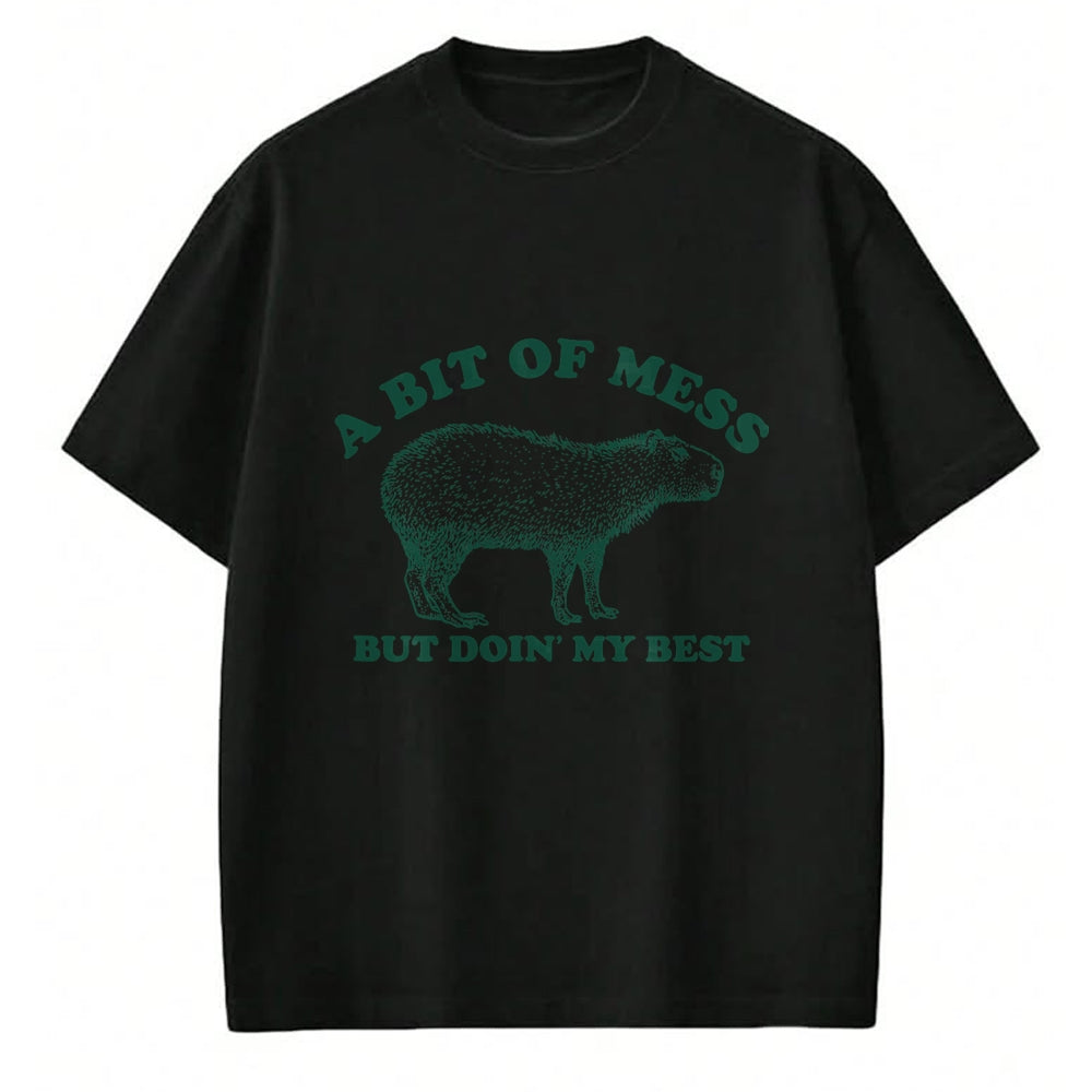 Cute Capybara Shirt, Funny Capybara Unisex T-Shirt/Hoodie/Sweatshirt HLT00 - Funny Bit of A Mess Capybara Meme Graphic for Women T-Shirt
