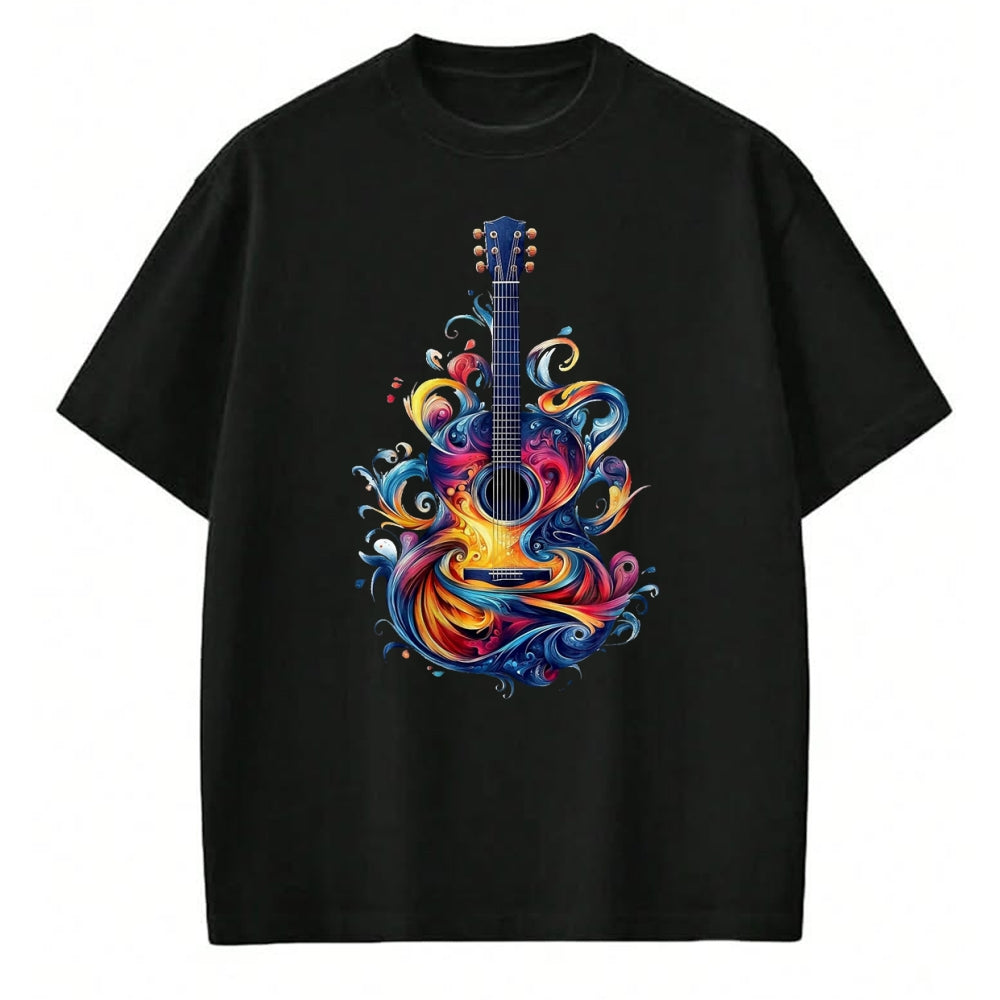 Guitar Lover Shirt, Funny Guitar UnisexT-Shirt/Hoodie/Sweatshirt HLT00 - Watercolor Guitar Instrument with Splash Guitar T-Shirt, Men, Black, 3X-Large