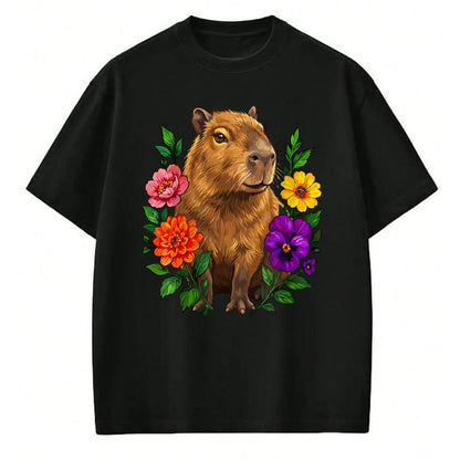 Cute Capybara Shirt, Funny Capybara Unisex T-Shirt/Hoodie/Sweatshirt HLT00 - Cute Capybara Floral T-Shirt