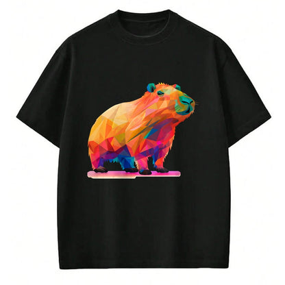 Cute Capybara Shirt, Funny Capybara Unisex T-Shirt/Hoodie/Sweatshirt HLT00 - Colorful Geometric Capybara Long Sleeve T-Shirt
