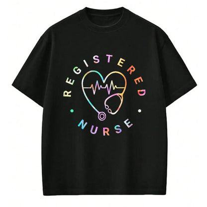 Funny Nurse Shirt, Nurse Unisex T-Shirt/Hoodie/Sweatshirt HLT00 - Registered Nurse Heart Beat Tie Dye Long Sleeve RN Nursing T-Shirt