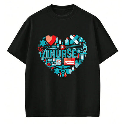 Funny Nurse Shirt, Nurse Unisex T-Shirt/Hoodie/Sweatshirt HLT00 - Nurse Love Nursing Student RN Nurse heart CNA women men gift T-Shirt