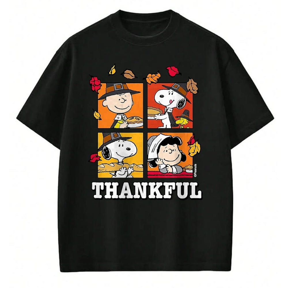 Best Thanksgiving Family Shirt , Funny Thanksgiving UnisexT-Shirt/Hoodie/Sweatshirt HLT00 - Peanuts - Peanuts - Snoopy Charlie Brown Lucy Thankful T-Shirt, Men, Black, 3X-Large